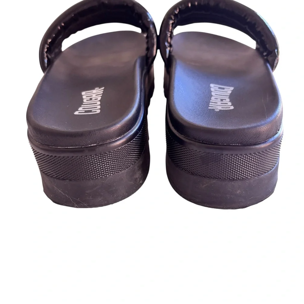 Cougar Water Repellent Black Leather Sport Slide Sandals Prato Sz 10
